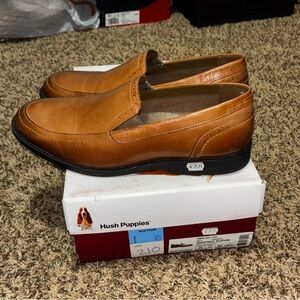 Hush Puppies Size 12 SHEPSKY SLIP ON Dark Tan Leather Loafers New Men's Shoes